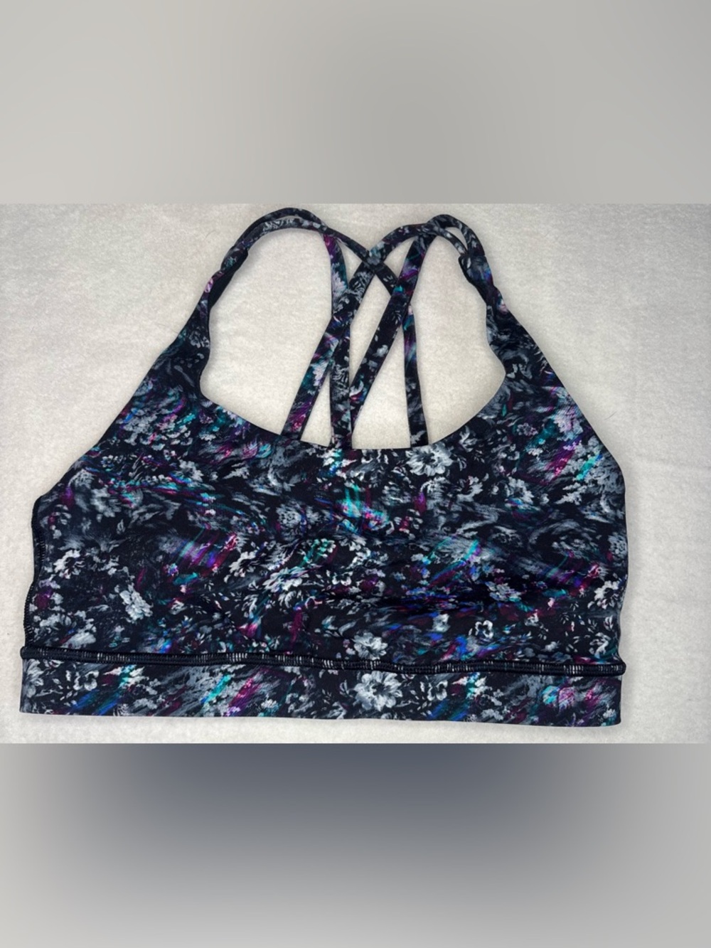 Lululemon Athletica-Floral-Print Strappy Sports Bra.